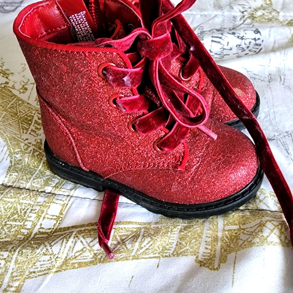 Toddler size 5 red glitter boots